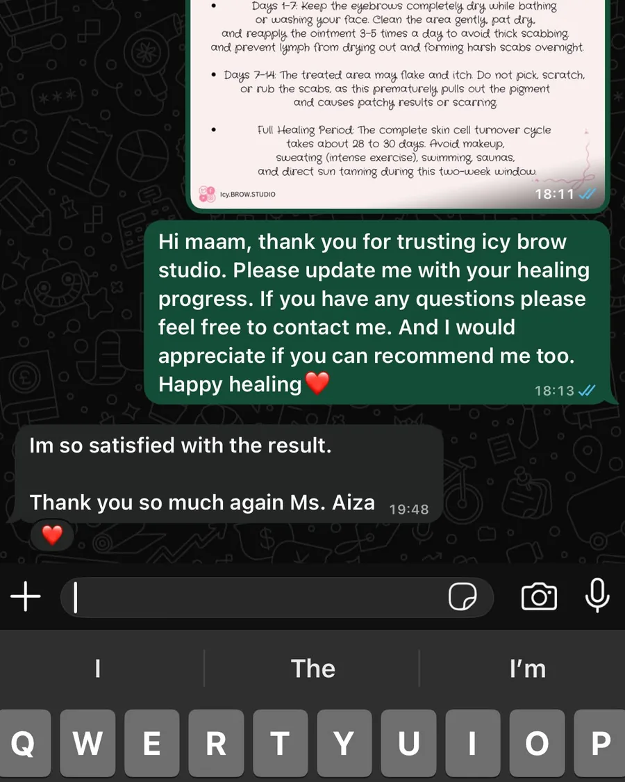 WhatsApp message from a satisfied client